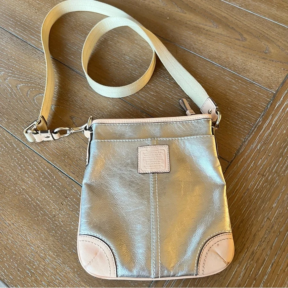 Coach Silver Metallic Crossbody Bag - Picture 1 of 16